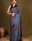 Indigo Modal Silk Ajrakh Saree