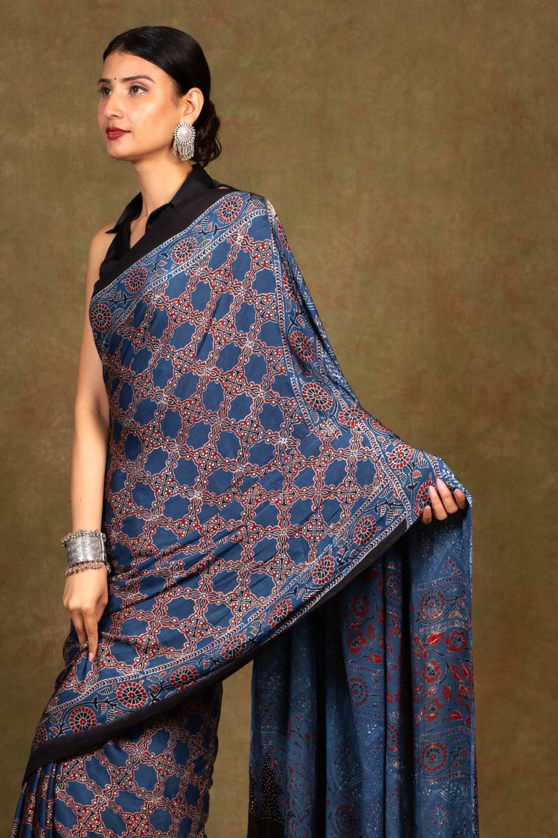 Modal Silk Ajrakh Saree