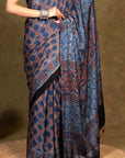 Ajrakh Silk Saree