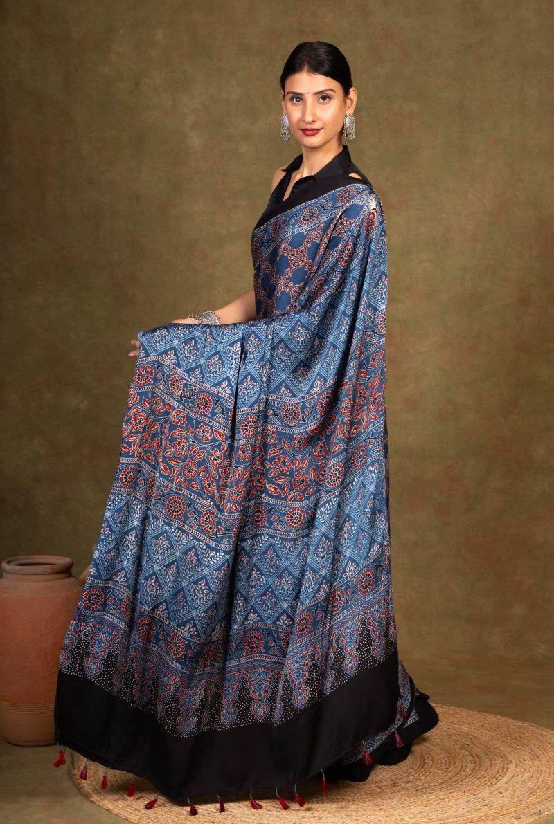 Modal Silk Ajrakh Saree