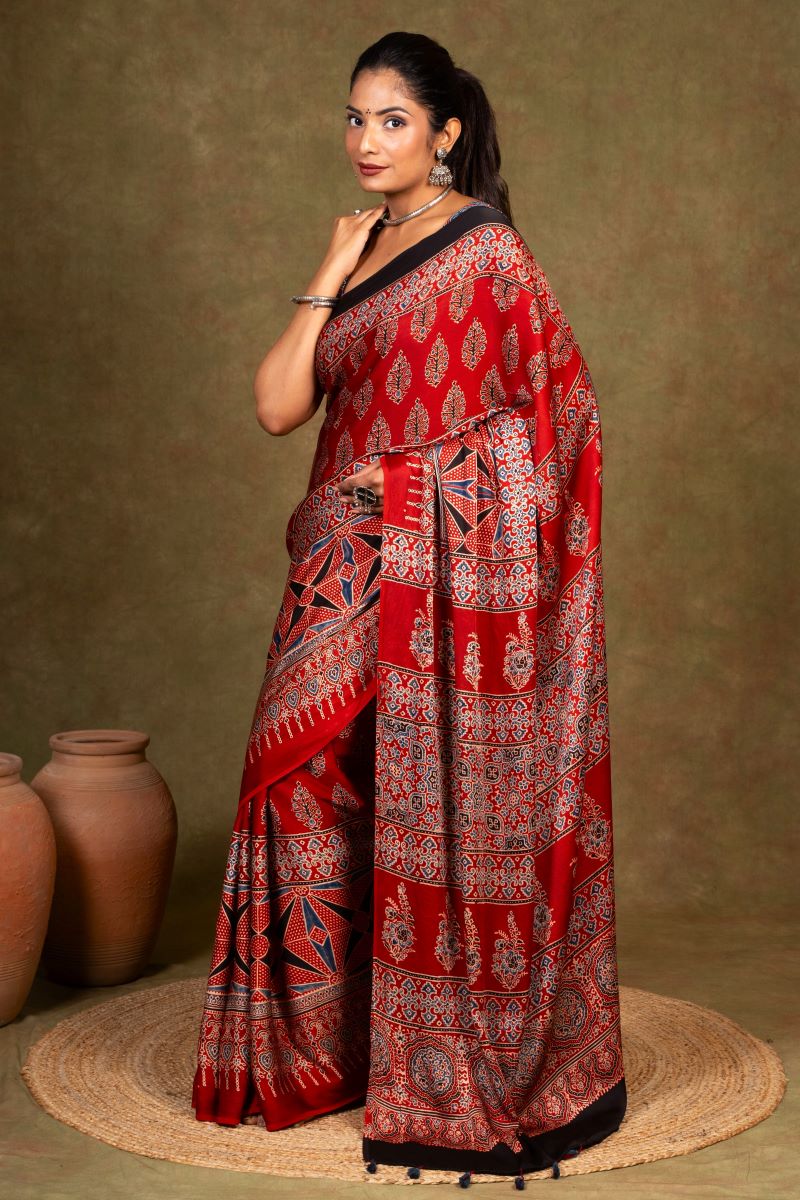 Modal Silk Ajrakh Saree