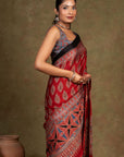 Ajrakh Silk Saree