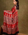 Red Ajrakh Silk Saree