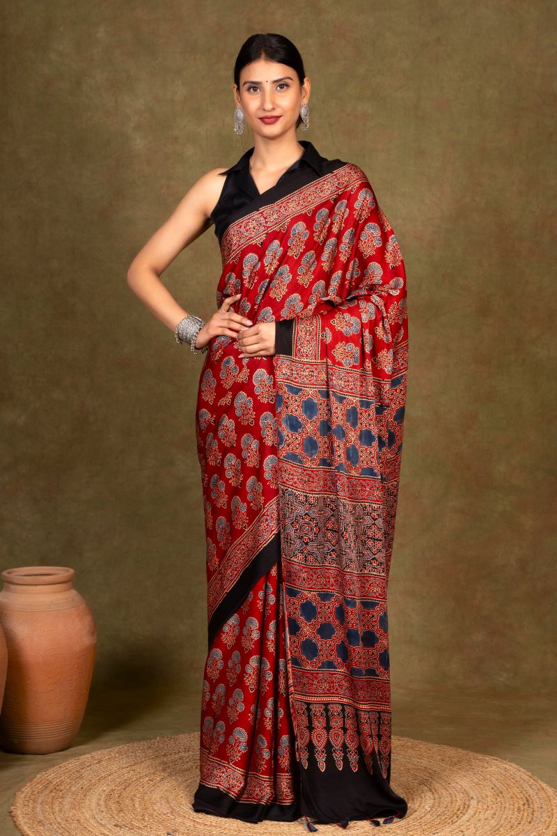 Modal Silk Ajrakh Saree