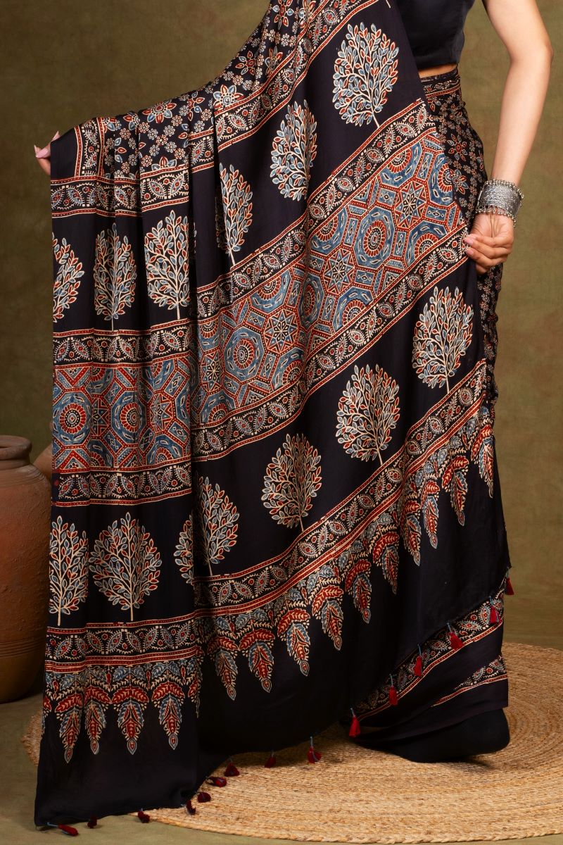 Modal Silk Ajrakh Saree