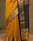 Mustard Noir Maheshwari Silk Saree