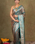 Firozi Jamewar Tanchoi Banarasi Silk Saree