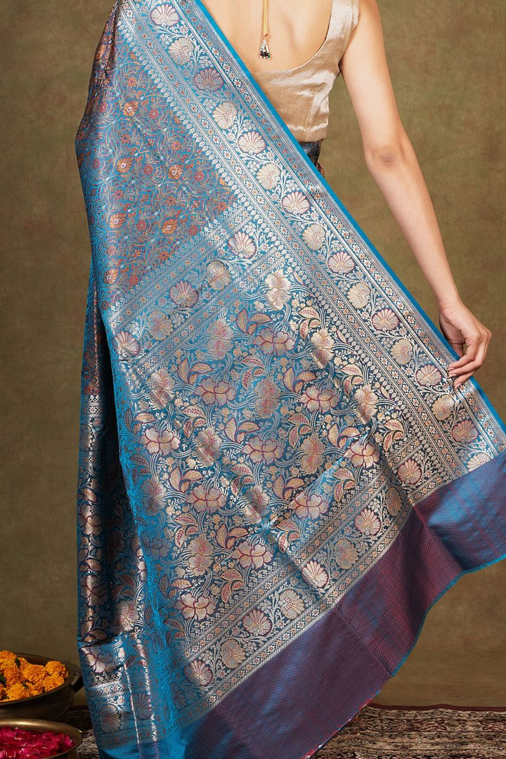 Firozi Banarasi Silk Saree