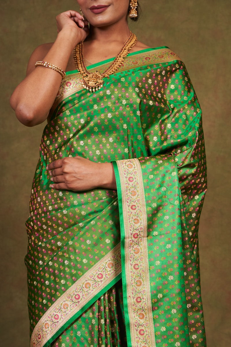 Green Tanchoi Banarasi Silk Saree