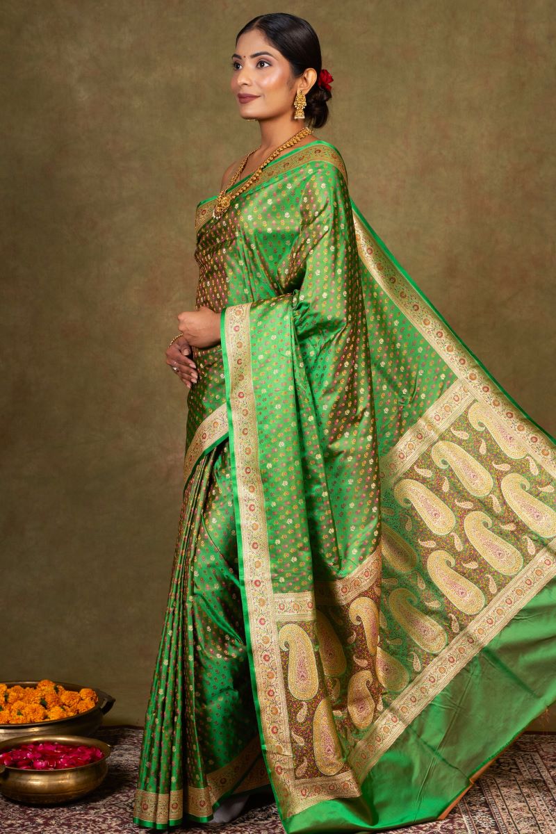 Green Jamewar Banarasi Silk Saree