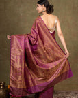 Burgundy Paisley Jamewar Tanchoi Banarasi Silk Saree