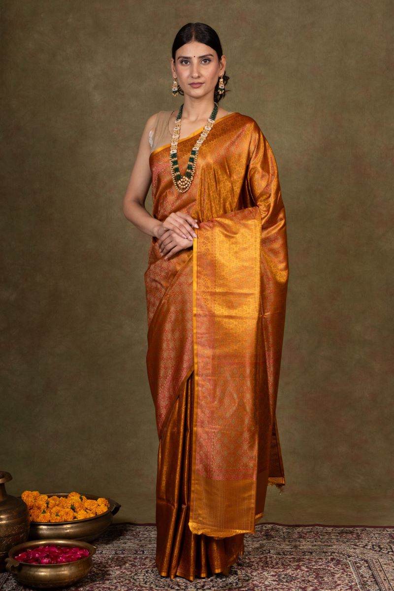 Saffron Squad Jamewar Tanchoi Banarasi Silk Saree