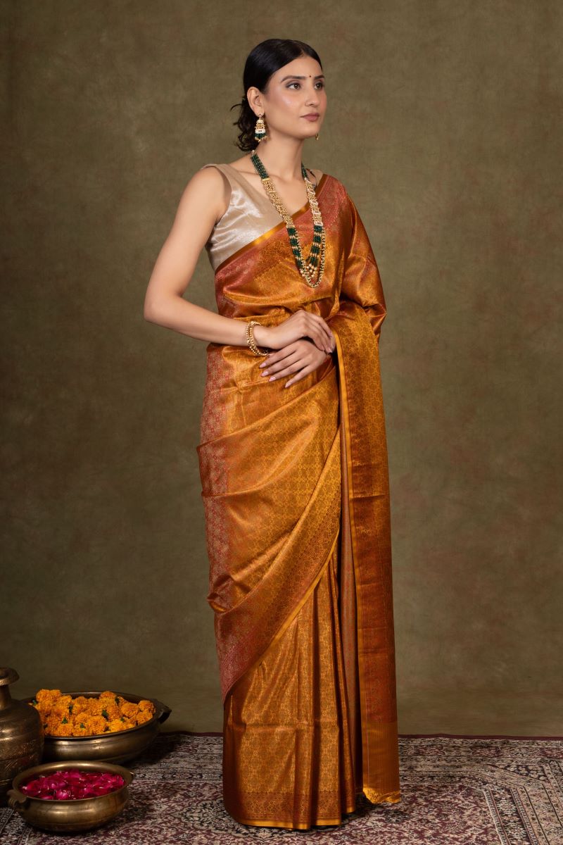 Saffron Squad Jamewar Tanchoi Banarasi Silk Saree