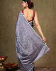 Dove Grey Jamewar Tanchoi Banarasi Silk Saree