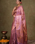 Lavender Paisley Jamewar Tanchoi Banarasi Silk Saree