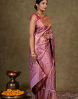 Lavender Paisley Jamewar Tanchoi Banarasi Silk Saree