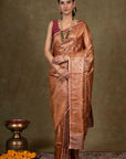 Amber Paisley Jamewar Tanchoi Banarasi Silk Saree