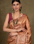 Amber Paisley Jamewar Tanchoi Banarasi Silk Saree