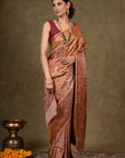 Amber Paisley Jamewar Tanchoi Banarasi Silk Saree