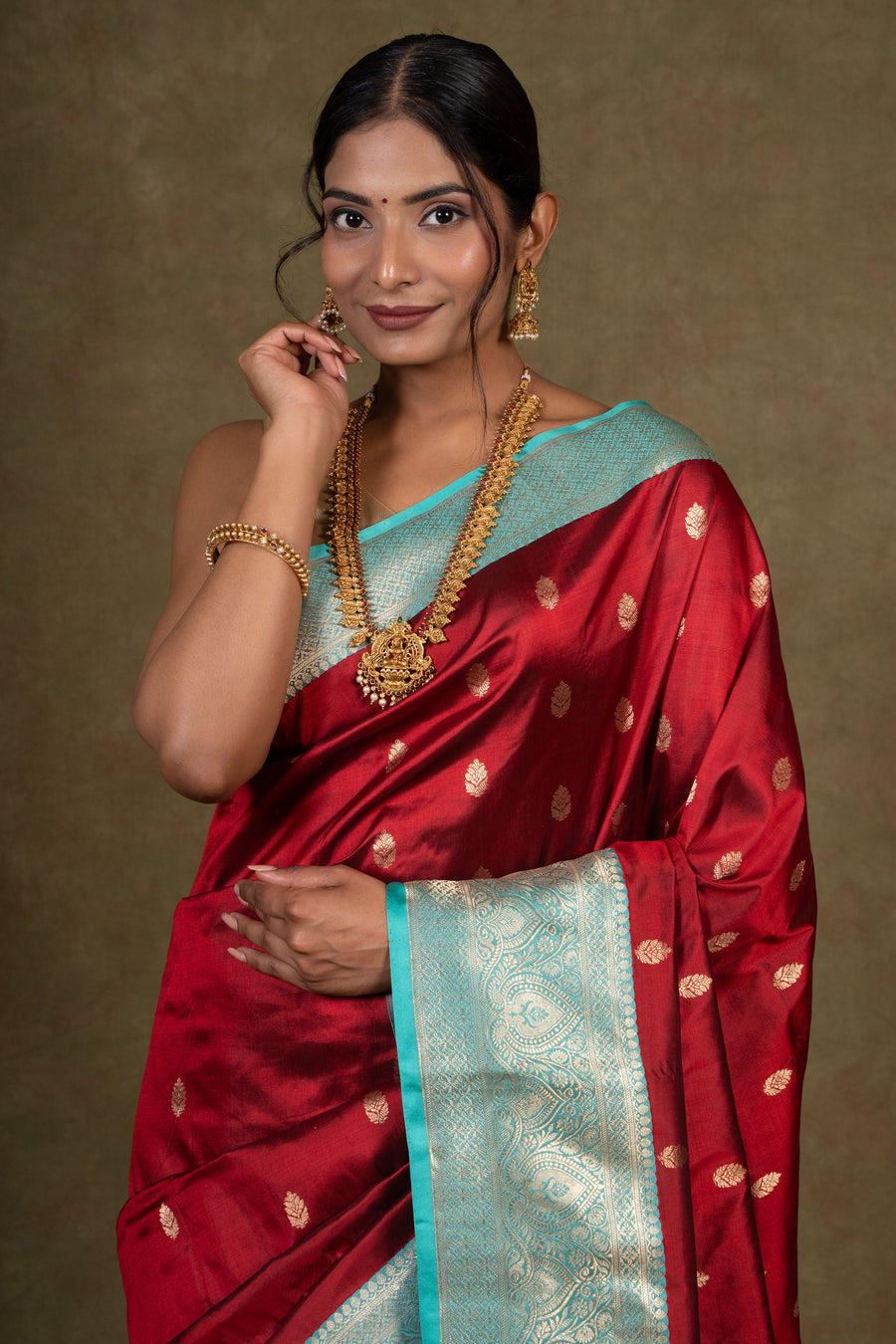 Red Kadhwa Banarasi Katan Silk Saree