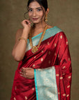 Red Kadhwa Banarasi Katan Silk Saree