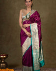 Plum Majesty Banarasi Katan Silk Saree