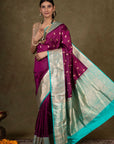 Plum Majesty Banarasi Katan Silk Saree