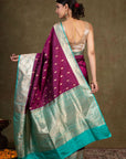 Plum Majesty Banarasi Katan Silk Saree