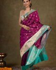 Plum Majesty Banarasi Katan Silk Saree