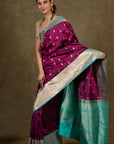 Plum Majesty Banarasi Katan Silk Saree