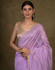 Lavendar Ghicha Bliss Maheshwari Silk Saree