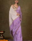 Lavendar Ghicha Bliss Maheshwari Silk Saree