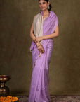 Lavendar Ghicha Bliss Maheshwari Silk Saree