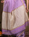 Lavendar Ghicha Bliss Maheshwari Silk Saree