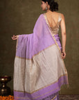 Lavendar Ghicha Bliss Maheshwari Silk Saree