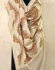 Ivory Embroidered Pashmina Shawl