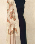 Beige Embroidered Pashmina Shawl