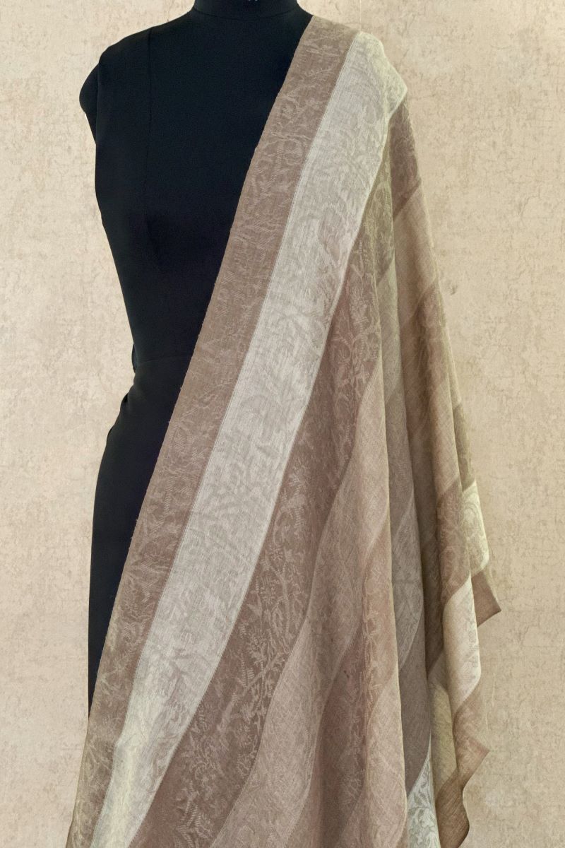 Beige Faux Pashmina Jacquard Stole