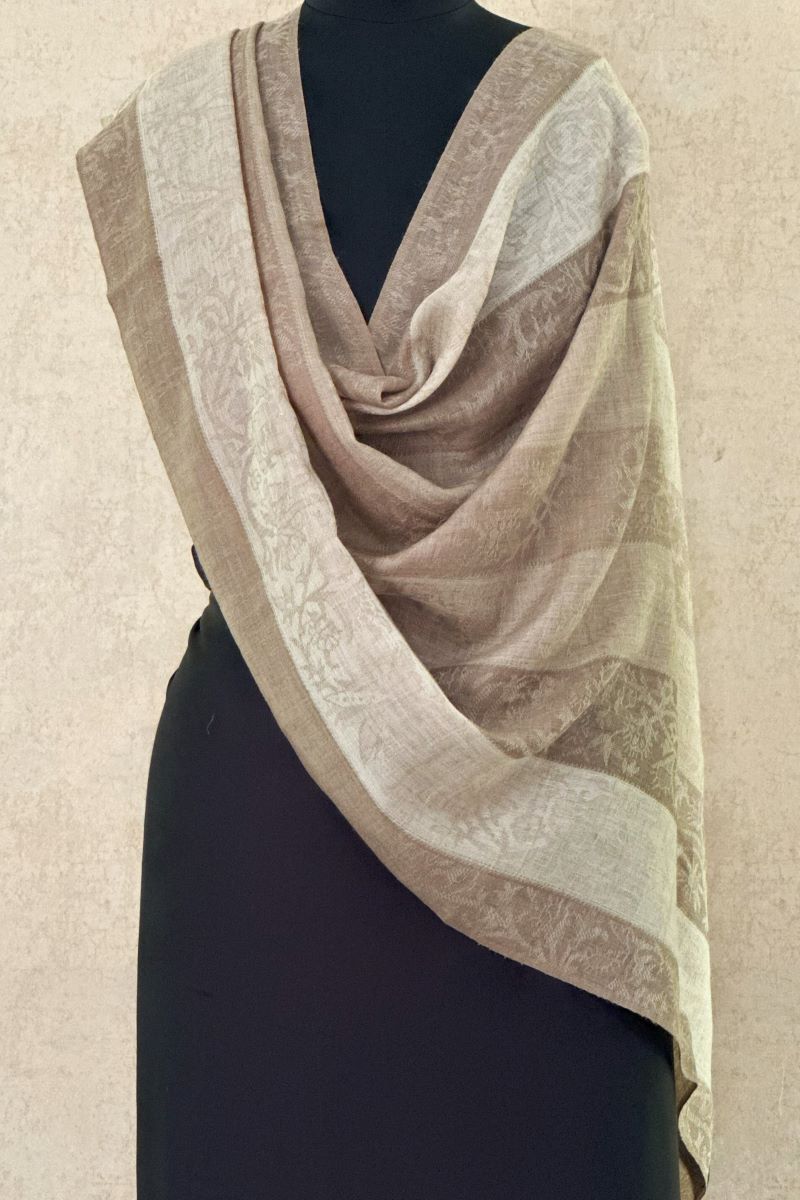 Beige Faux Pashmina Jacquard Stole