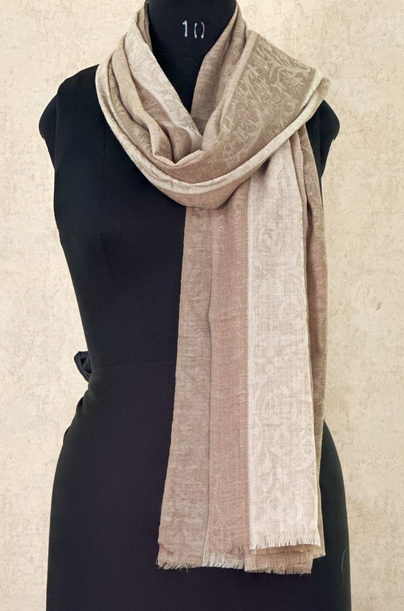 Beige Pashmina Jacquard Stole