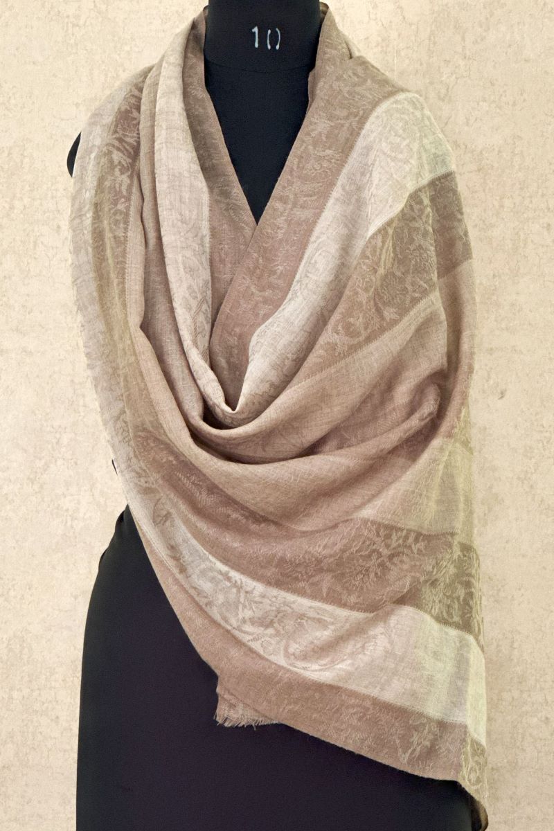 Beige Faux Pashmina Jacquard Stole