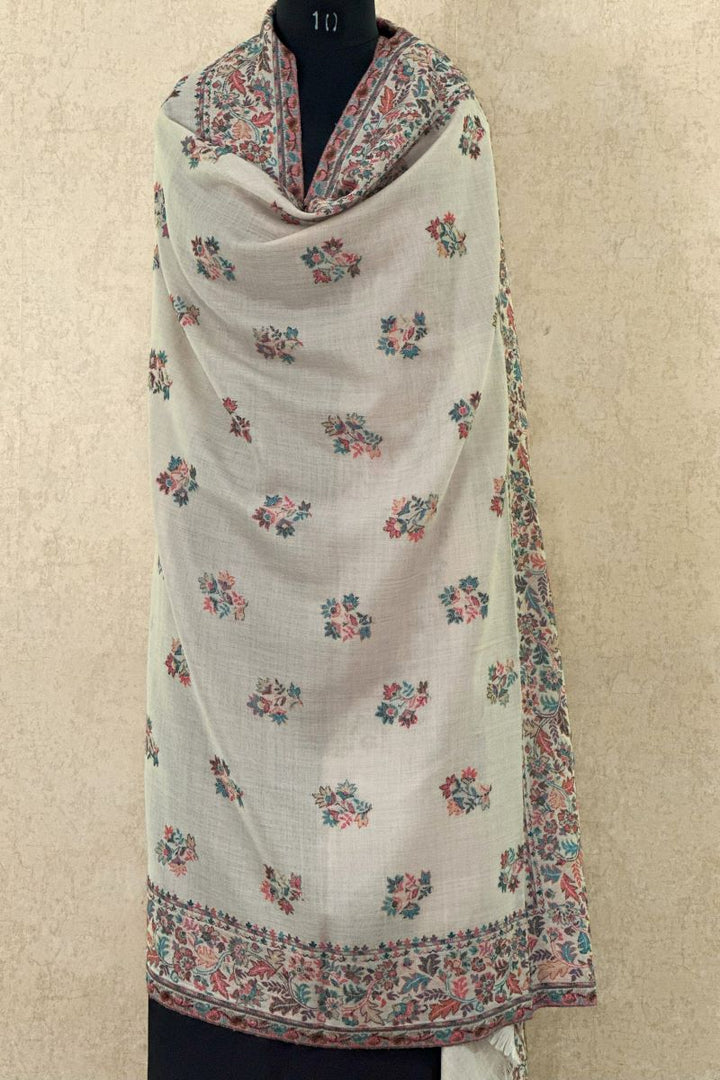 Floral Impression Faux Pashmina Kani Woven Shawl