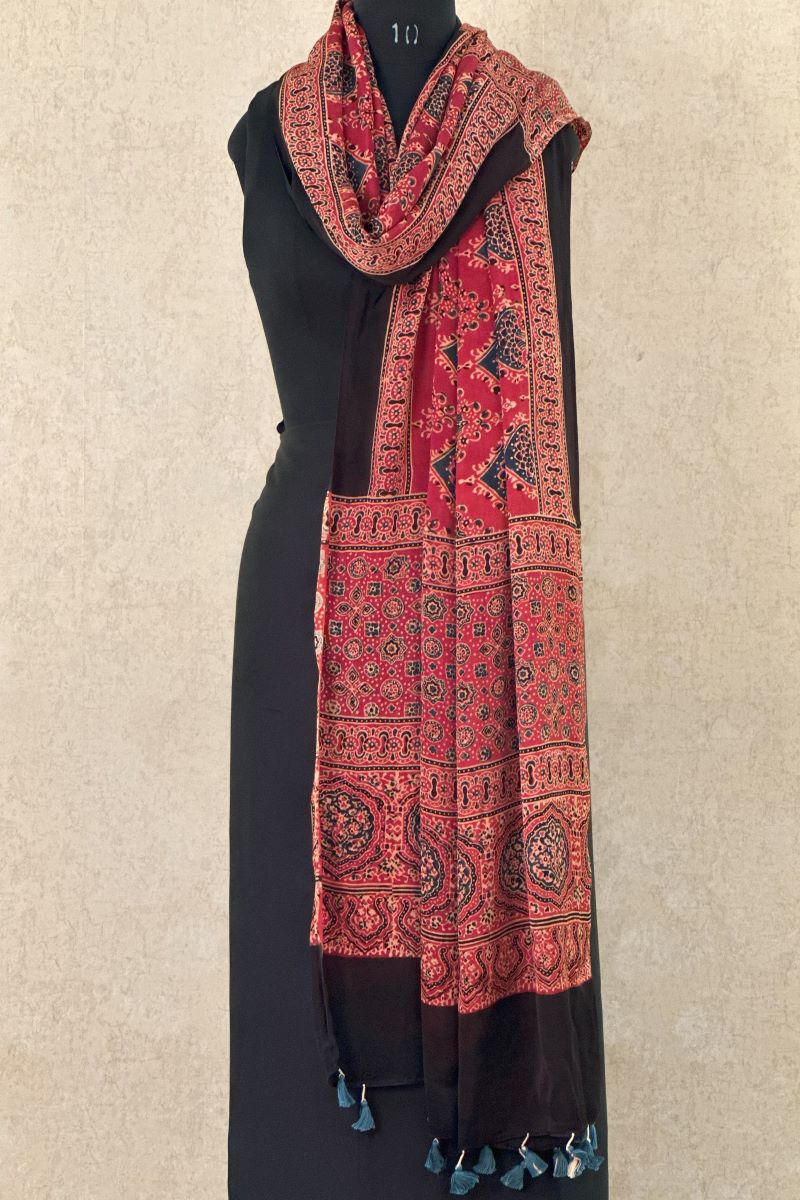 Ajrakh Silk Dupatta