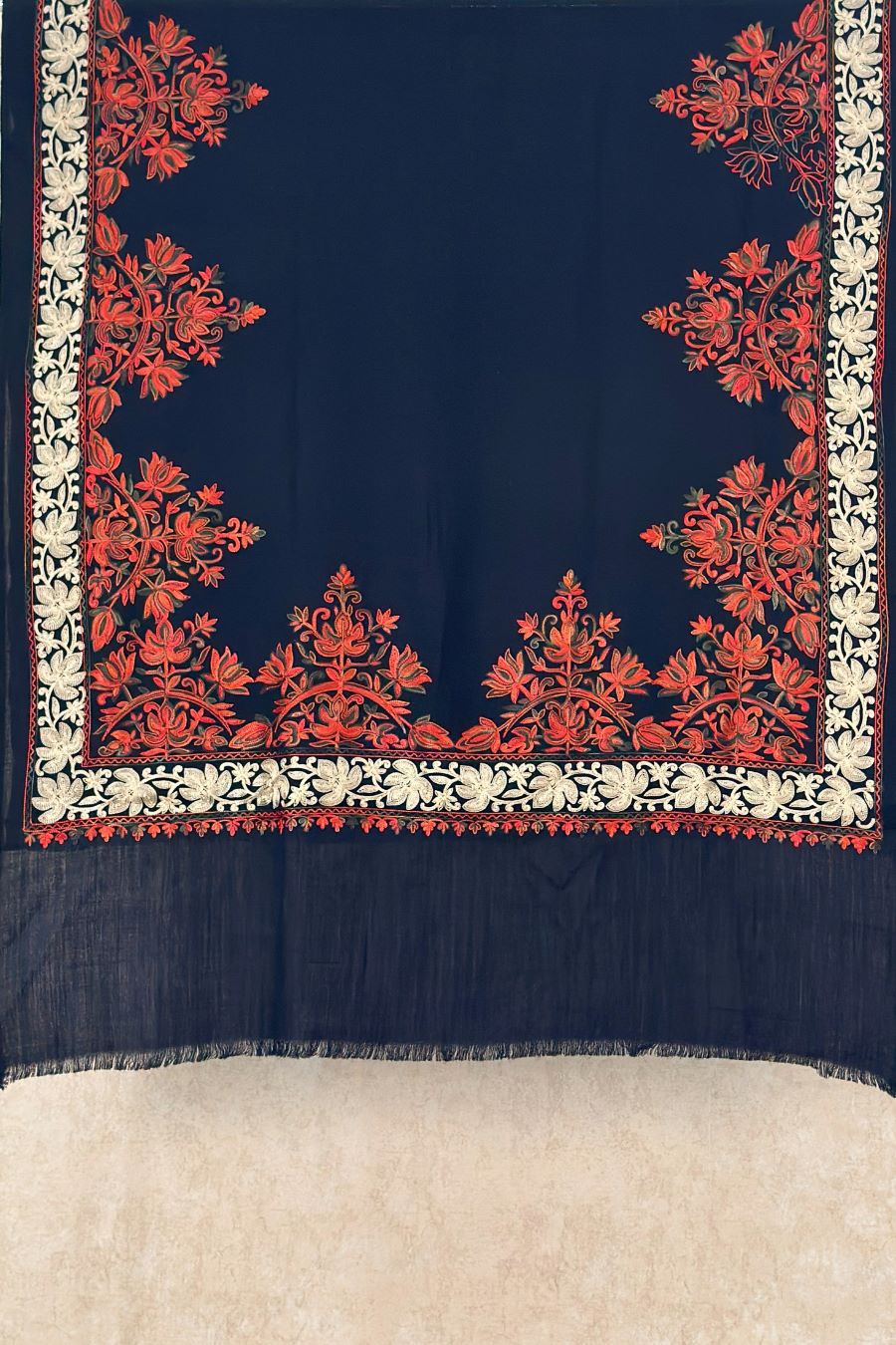 Black Embroidered Pashmina Shawl