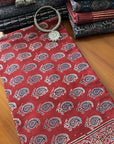 Red Paisley Cotton Ajrakh Fabric (Per Meter)