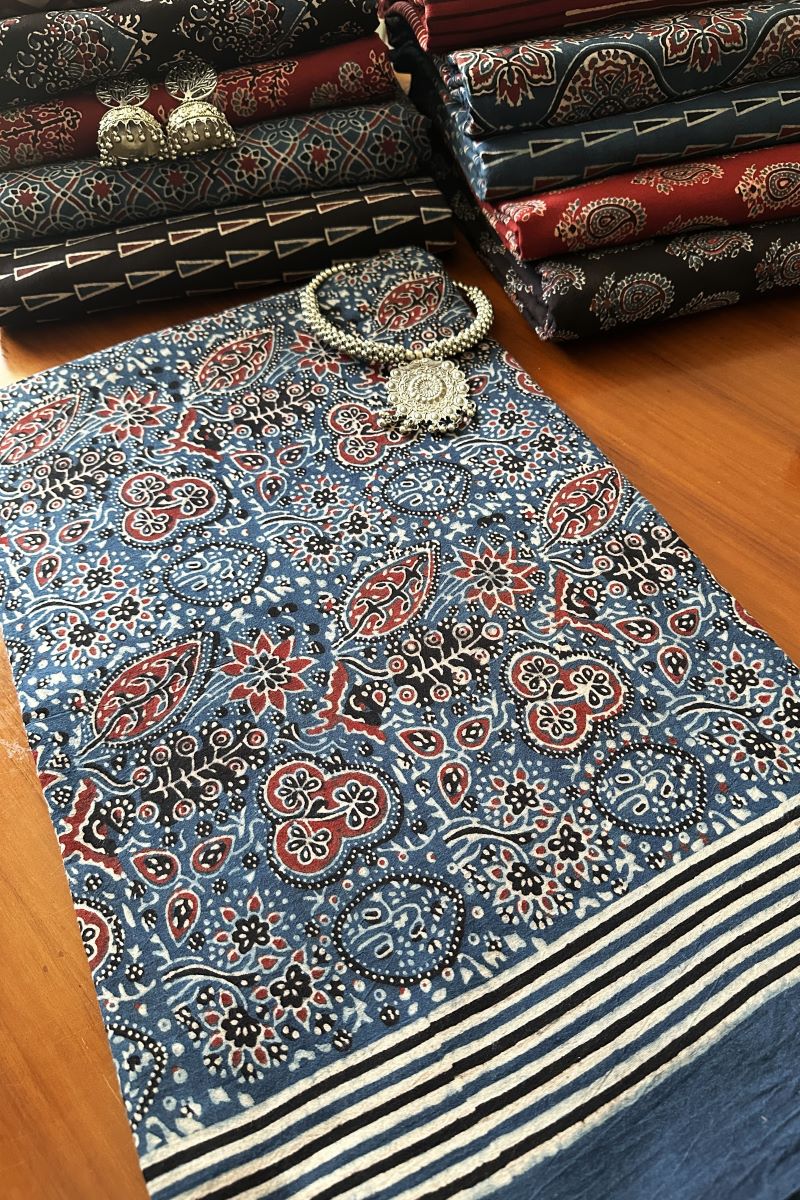 Blue Cotton Ajrakh Fabric