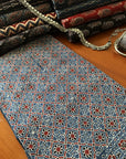 Blue Starry Jaal Cotton Ajrakh Fabric (Per Meter)