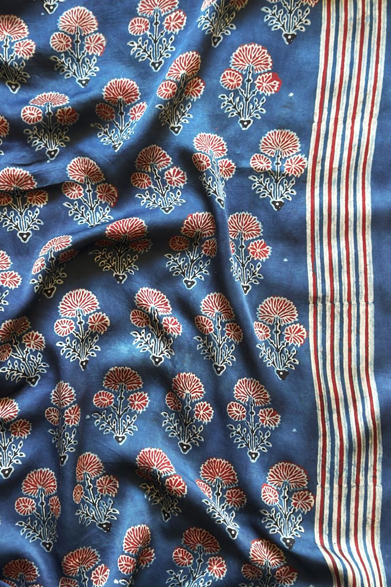 Modal Silk Ajrakh Fabric