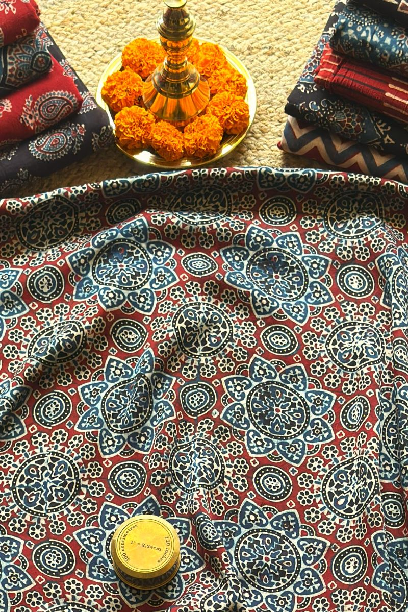 Modal Silk Ajrakh Fabric