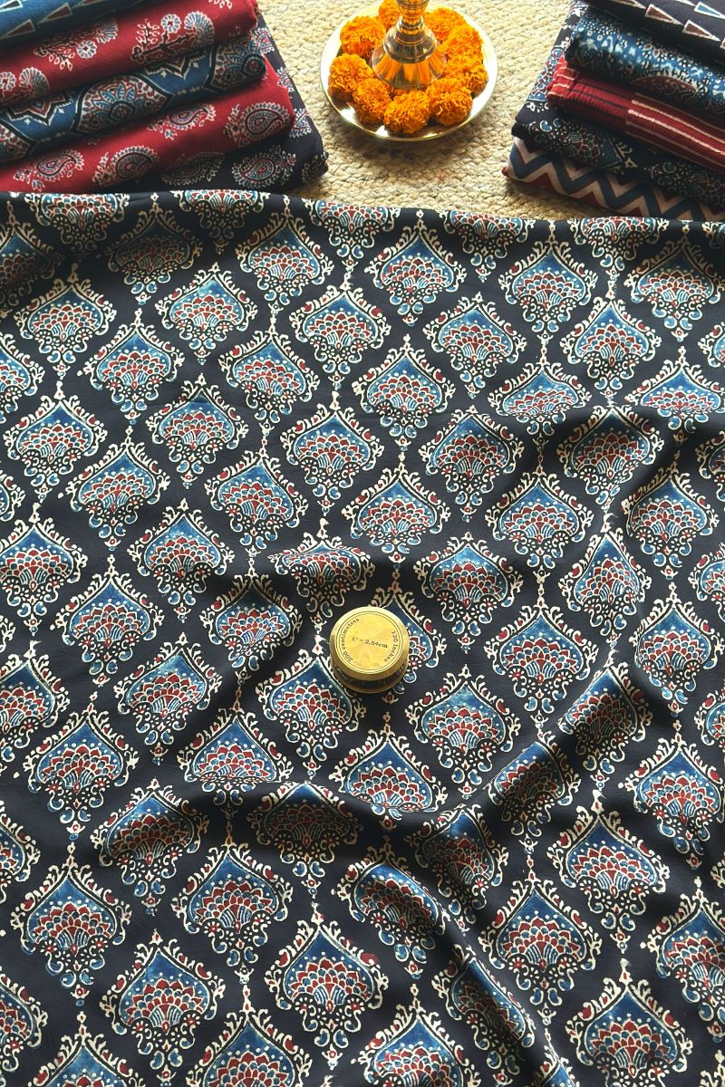 Modal Silk Ajrakh Fabric